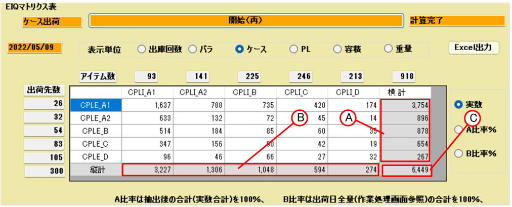 抽出条件での表示